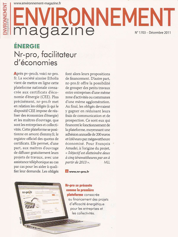 Environnement magazine (décembre 2011)
