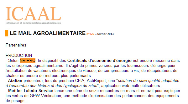 Le mail agroalimentaire