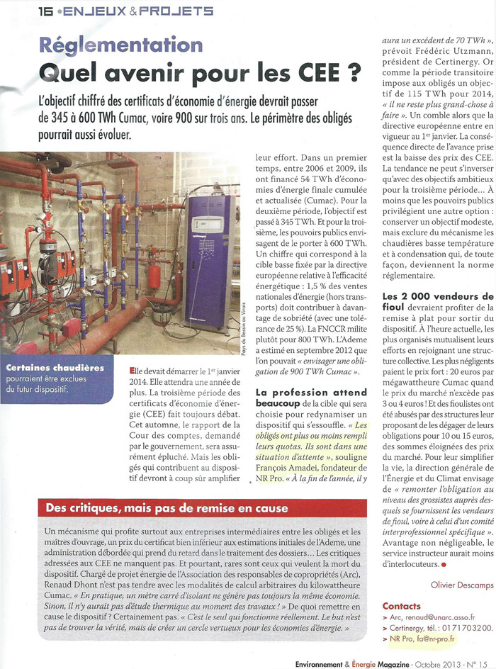 Environnement & Energie Magazine(octobre 2013)